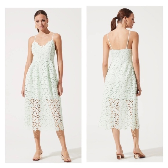 ASTR THE LABEL Revolve The Lace A Line Cocktail Midi Dress Mint Green XS - Picture 2 of 8